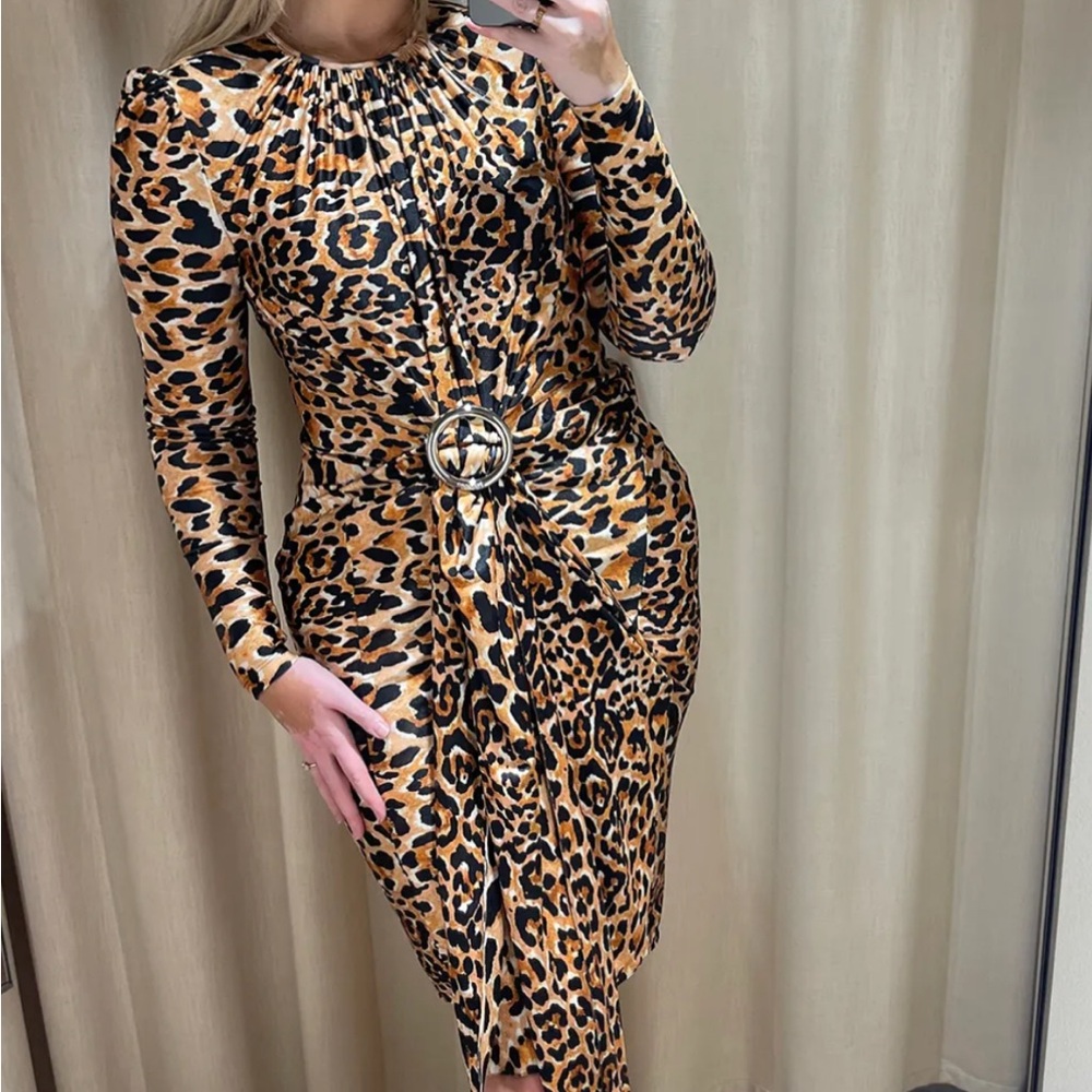 Paco Rabanne x H&M leopard print Long Sleeve Dress NWT
